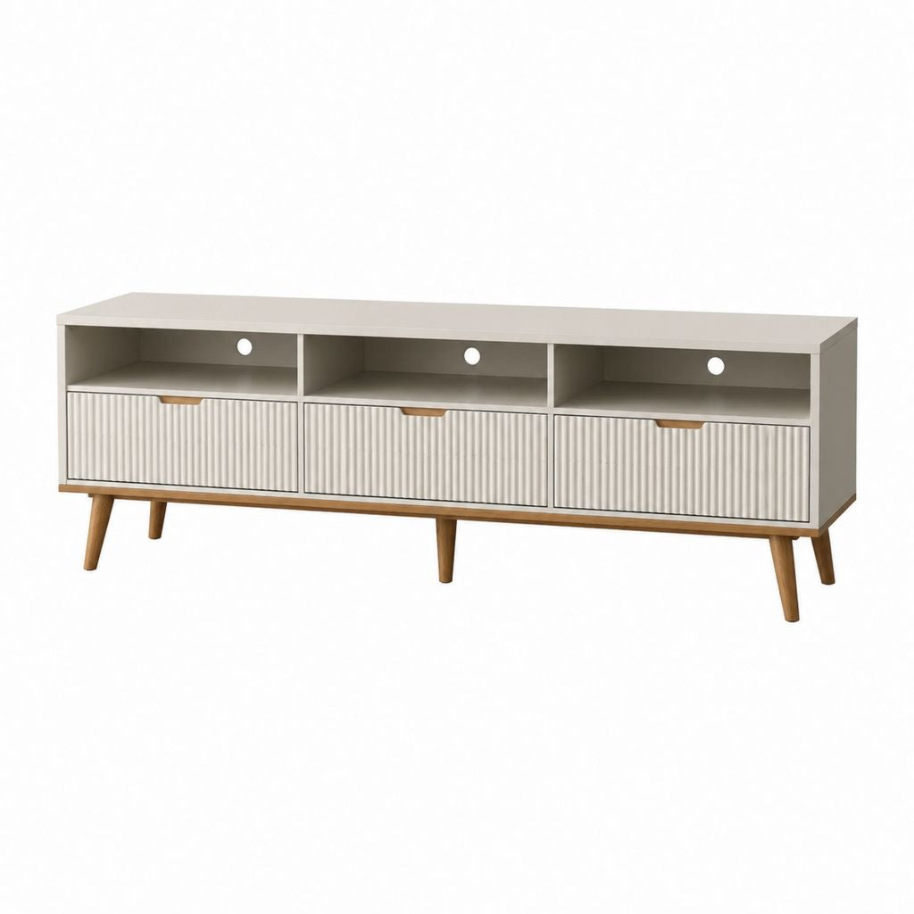 TV-Lowboard Cremeweiß Walnussbraun Spanplatte Rechteckig 160 x 40 x 55 cm