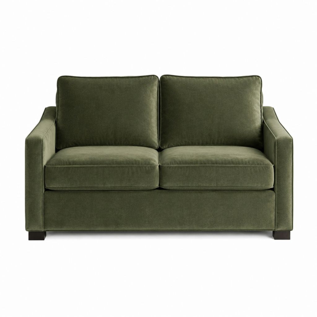 2-Sitzer Sofa olivgrüner Polyester-Samt rechteckig 160 x 90 x 85 cm