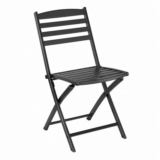 Klappbarer Gartenstuhl Schwarz pulverbeschichteter Stahl 42 x 46 x 82 cm