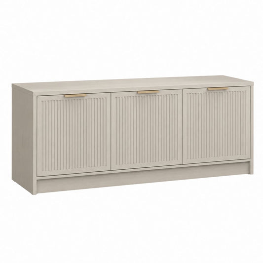 TV-Lowboard Hellgrau aus Spanplatte rechteckig mit 3 Türen 160 x 40 x 75 cm