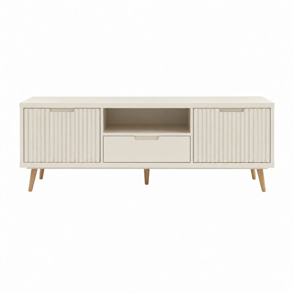 TV Lowboard Beige MDF mit Rillenfront 160 x 40 x 60 cm