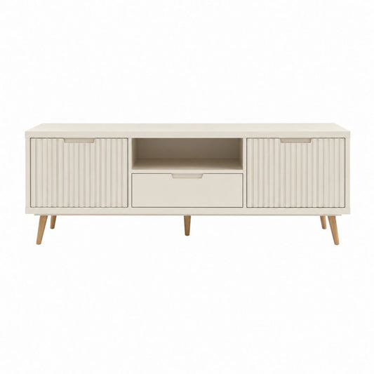 TV Lowboard Beige MDF mit Rillenfront 160 x 40 x 60 cm