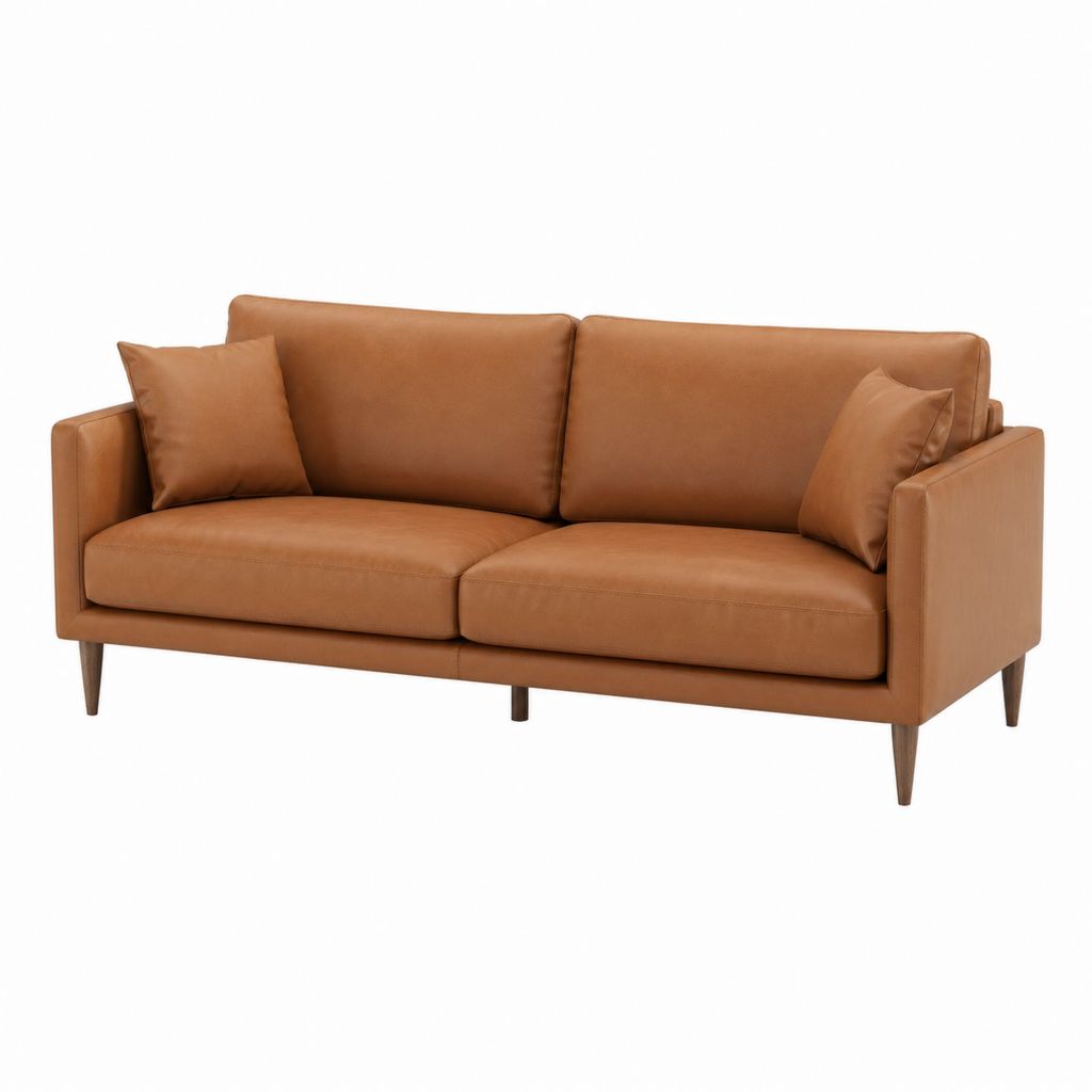 2-Sitzer Sofa Cognac PU-Kunstleder Rechteckig 180 x 85 x 82 cm