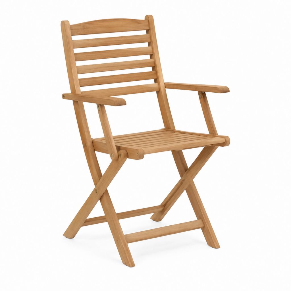Klappbarer Gartenstuhl mit Armlehnen Natur Teak-Massivholz 58 x 62 x 105 cm