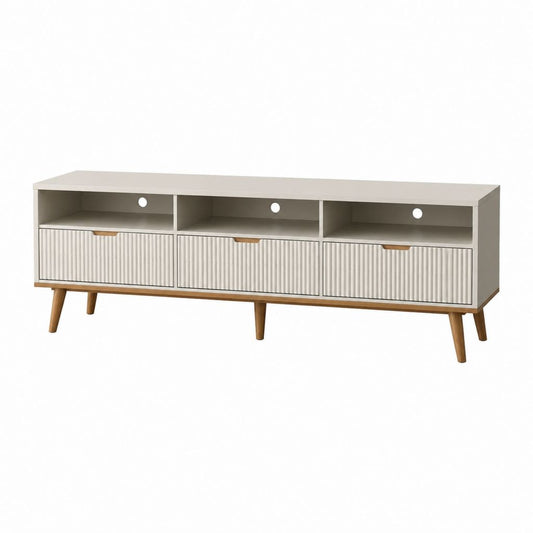 TV-Lowboard Cremeweiß Walnussbraun Spanplatte Rechteckig 160 x 40 x 55 cm