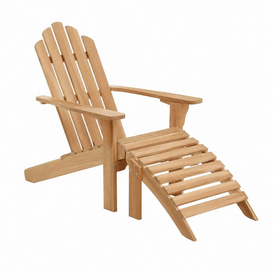 Adirondack Gartenstuhl mit Fußstütze Natur Akazien-Massivholz 79 x 147 x 92 cm