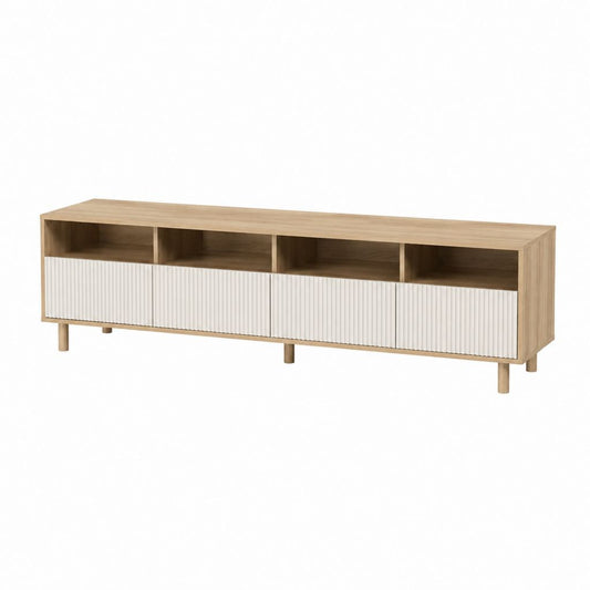 TV-Lowboard Eiche Natur Weiß MDF rechteckig 180 x 40 x 55 cm