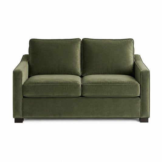 2-Sitzer Sofa olivgrüner Polyester-Samt rechteckig 160 x 90 x 85 cm