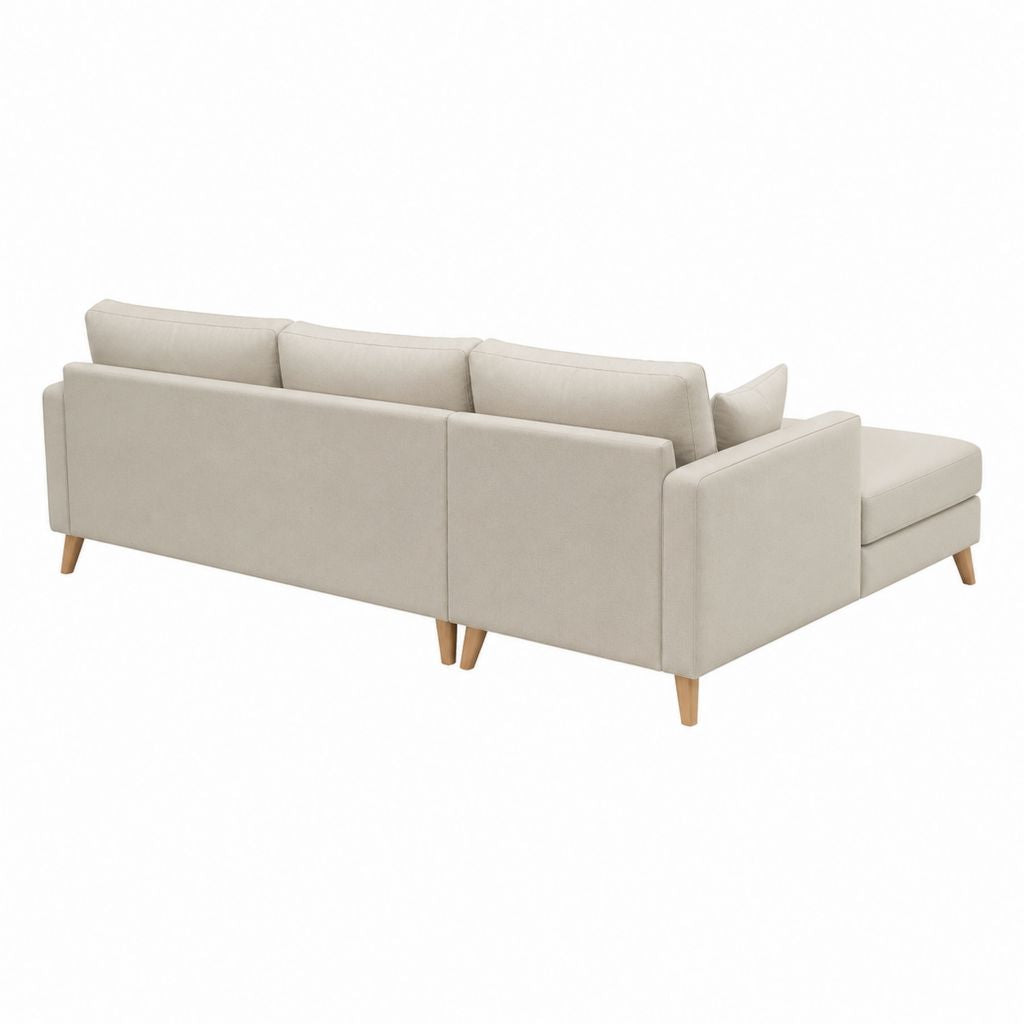 Ecksofa mit Recamiere rechts Beige Polyester L-Form 250 x 160 x 85 cm