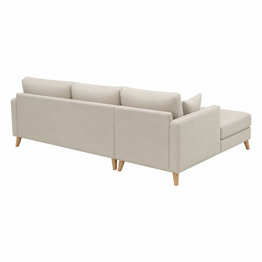 Ecksofa mit Recamiere rechts Beige Polyester L-Form 250 x 160 x 85 cm