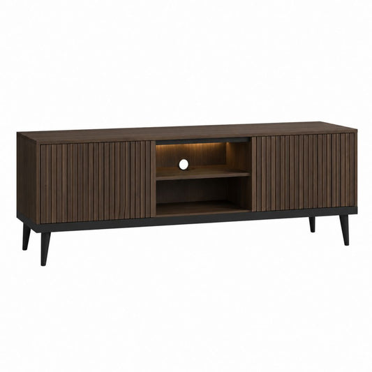 TV-Lowboard Nussbaumoptik aus MDF rechteckig 160 x 40 x 60 cm
