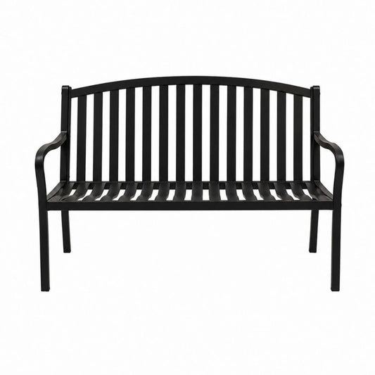 Gartenbank 2-Sitzer Schwarz pulverbeschichteter Stahl gebogene Rückenlehne 122 x 61 x 87 cm