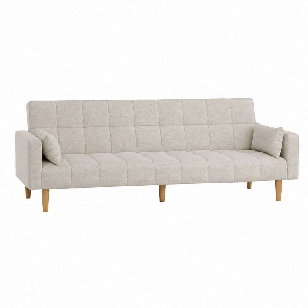 3-Sitzer Sofa Beige Polyester Rechteckig 210 x 84 x 85 cm