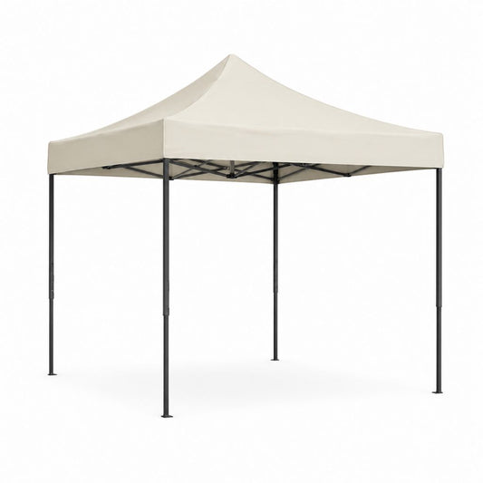 Faltpavillon 3 x 3 m Beige mit Polyester-Dach und Stahlgestell