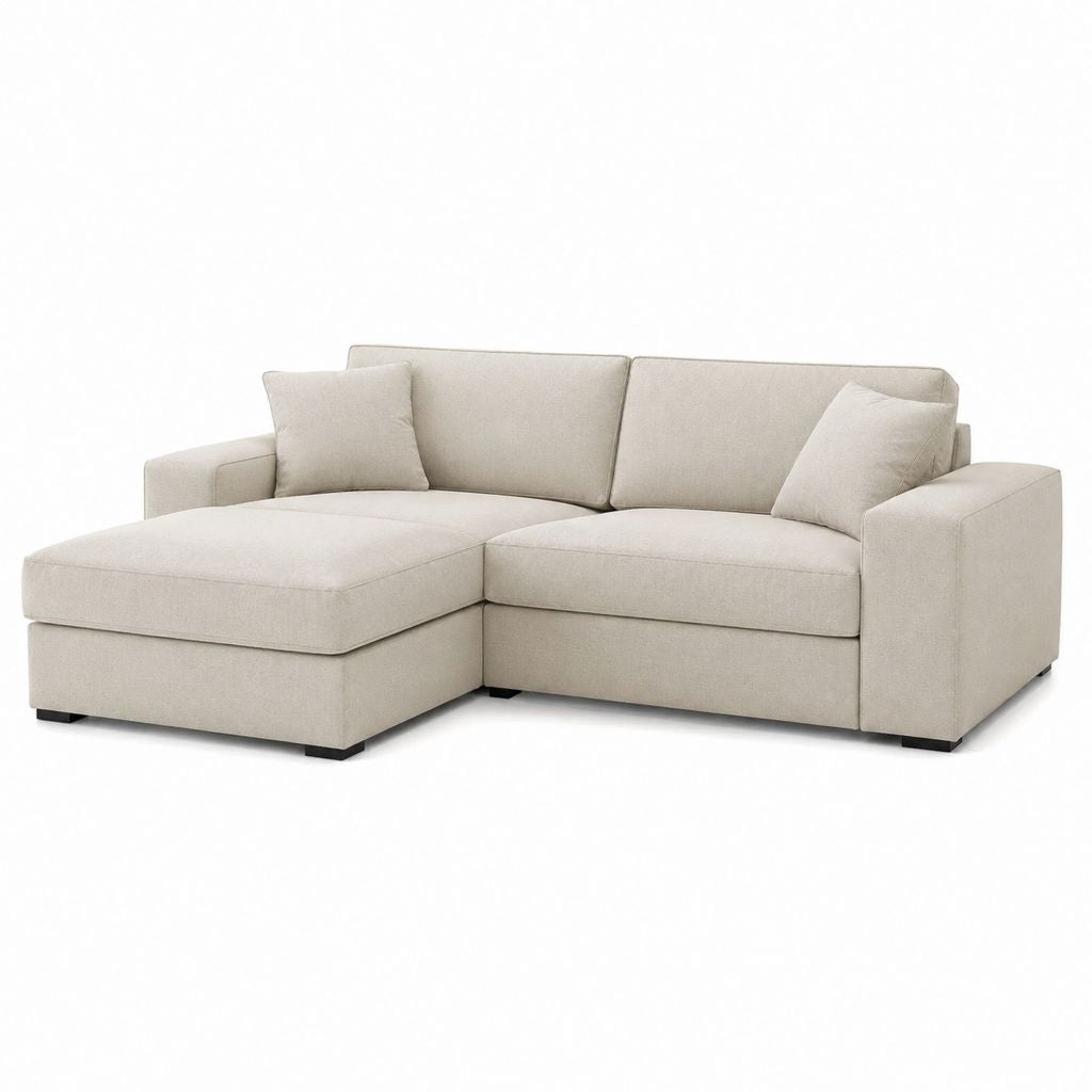 Ecksofa 3-Sitzer Beige Polyester L-Form mit Ottomane 230 x 150 x 85 cm